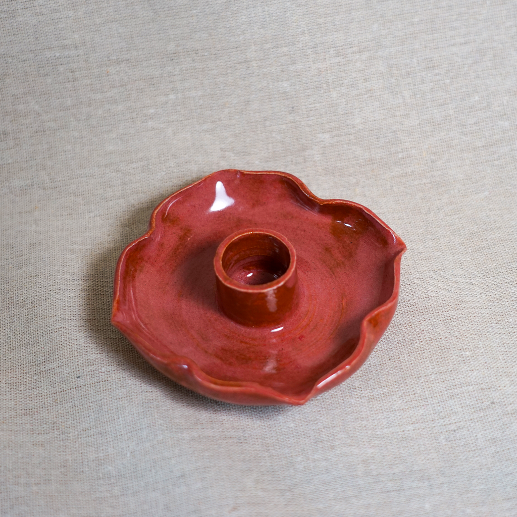 Red Ceramic Candle Holder