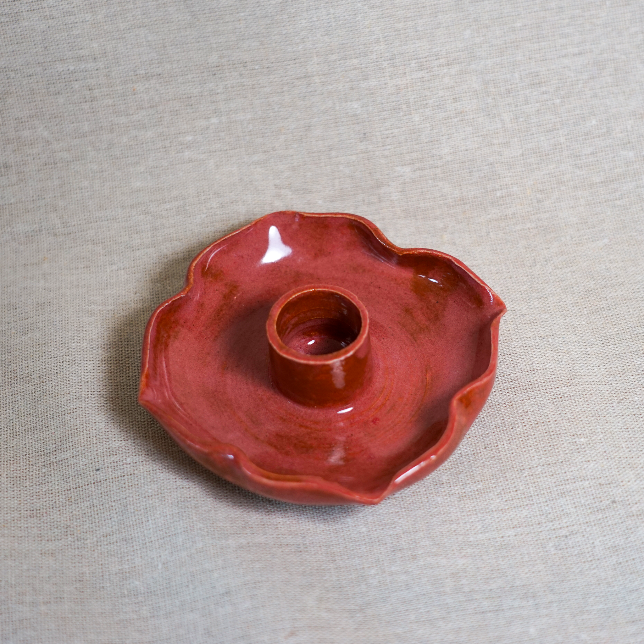 Red Ceramic Candle Holder